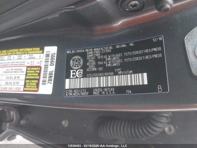 5TDJY5G1XKS169189 Toyota Sequoia Limited