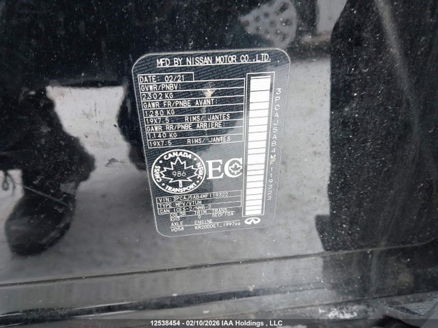3PCAJ5AB4MF119322 Infiniti Qx50 Pure