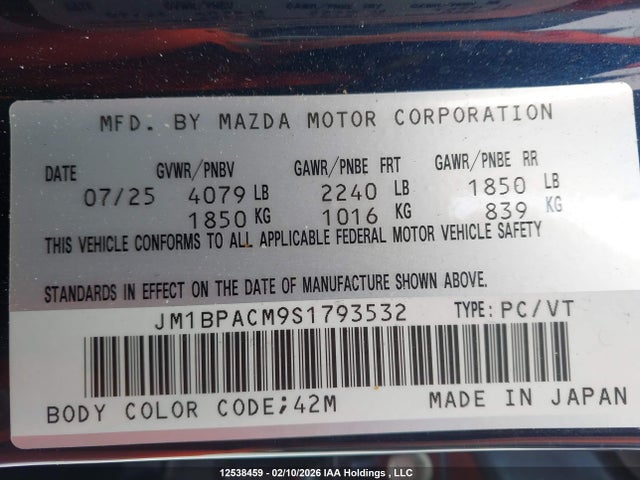 JM1BPACM9S1793532 Mazda 3 Preferred
