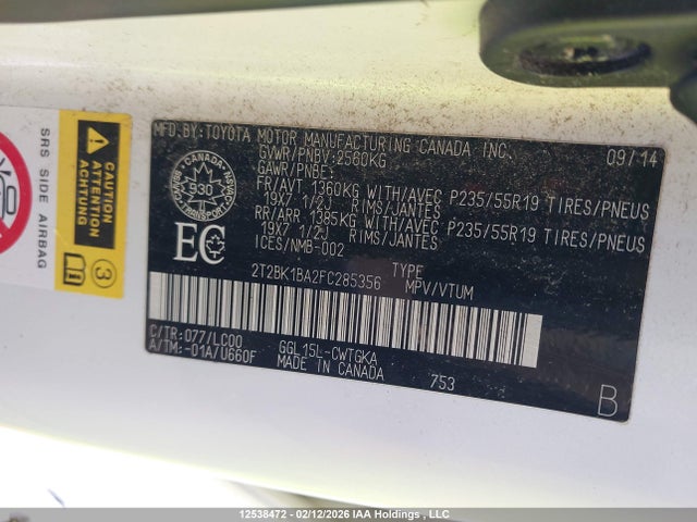 2T2BK1BA2FC285356 Lexus Rx 350/base/f Sport