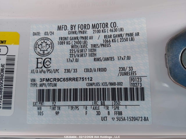 3FMCR9C65RRE75112 Ford Bronco Sport Outer Banks