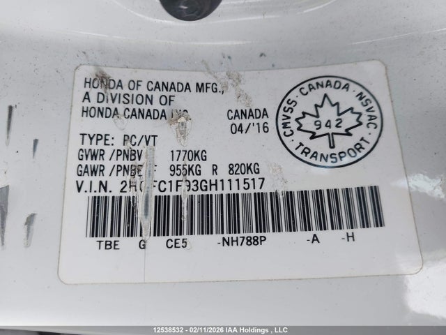 2HGFC1F93GH111517 Honda Civic