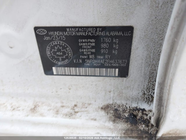 Hyundai Elantra 2015 5NPDH4AE2FH637673 Image 9