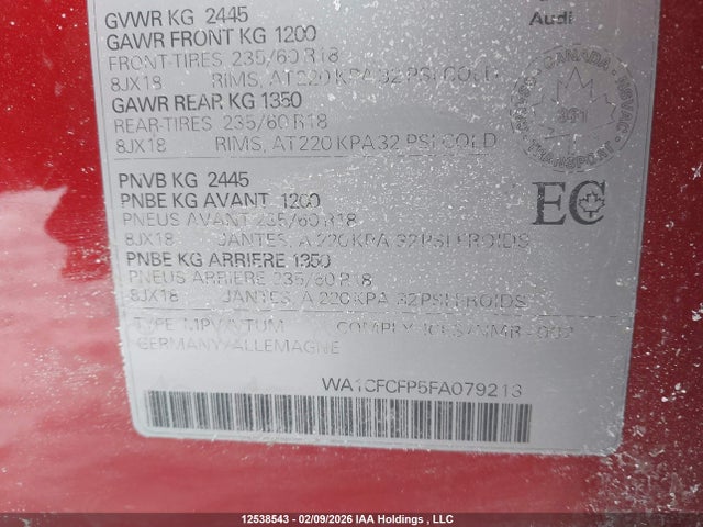 WA1CFCFP5FA079213 Audi Q5 2.0t Komfort