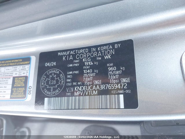 12538559 :رقم المزاد ، KNDEUCAA3R7659472 vin ، 2024 Kia Seltos S مزاد بيع