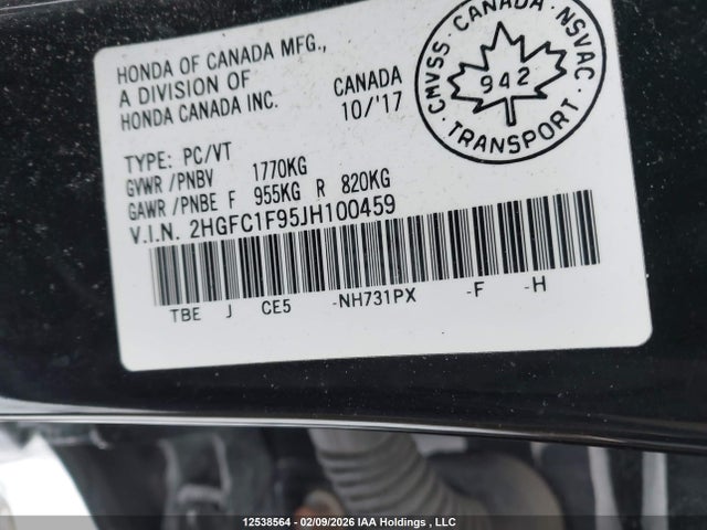 2HGFC1F95JH100459 Honda Civic Touring