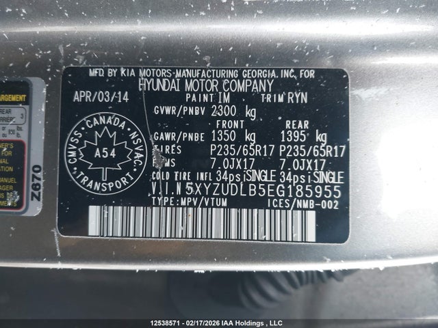 5XYZUDLB5EG185955 Hyundai Santa Fe Sport 2.4 Premium