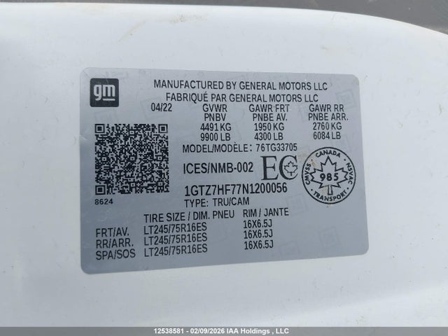 1GTZ7HF77N1200056 GMC Savana G3500