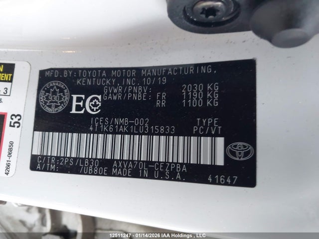 4T1K61AK1LU315833 Toyota CAMRY XSE