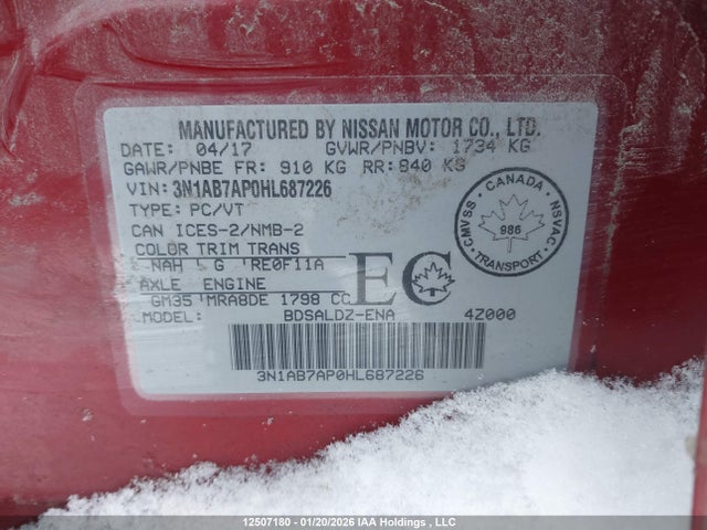 3N1AB7AP0HL687226 Nissan Sentra 1.8 S/1.8 Sl/1.8 Sv