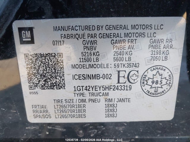 1GT42YEY5HF243319 GMC Sierra 3500hd Denali