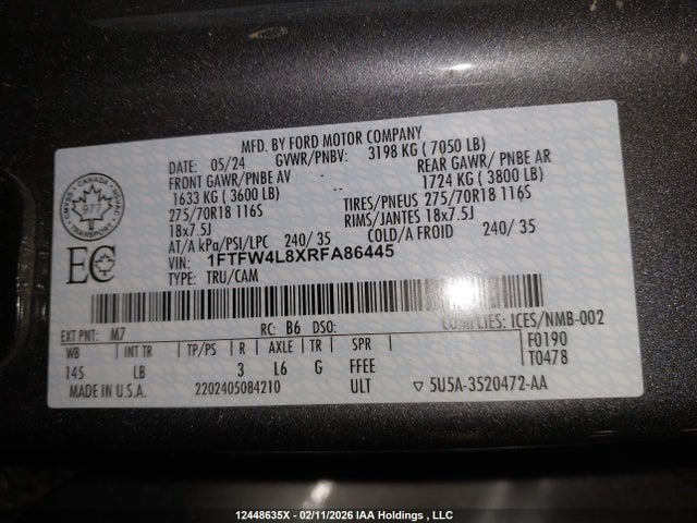1FTFW4L8XRFA86445 Ford F-150 Tremor
