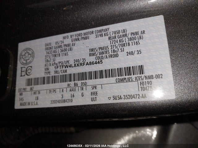1FTFW4L8XRFA86445 Ford F-150 Tremor