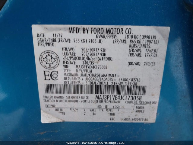 MAJ3P1VE4JC173058 Ford Ecosport Titanium