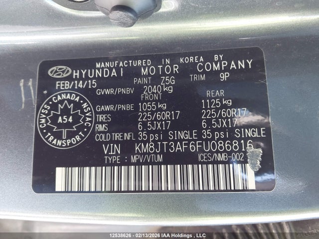 KM8JT3AF6FU086816 Hyundai TUCSON GLS