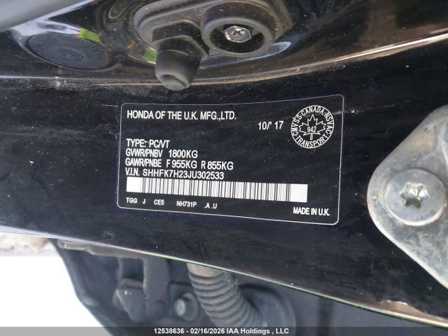 SHHFK7H23JU302533 Honda Civic Lx