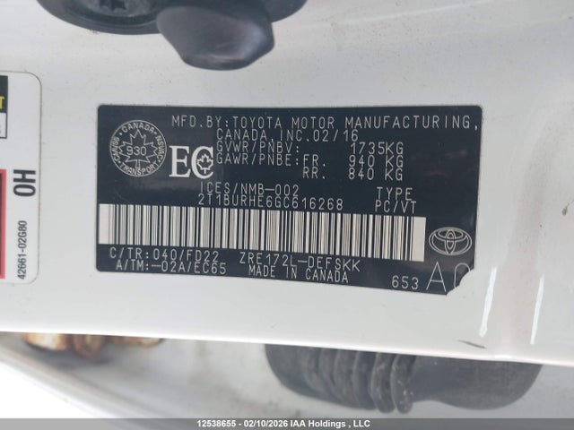 2T1BURHE6GC616268 Toyota Corolla S