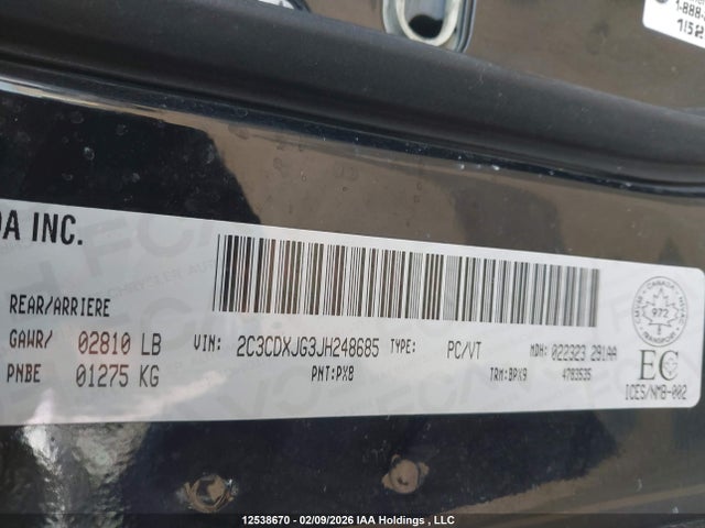 Aukcja sprzedaży 2018 Dodge Charger Gt, vin: 2C3CDXJG3JH248685, numer aukcji: 12538670