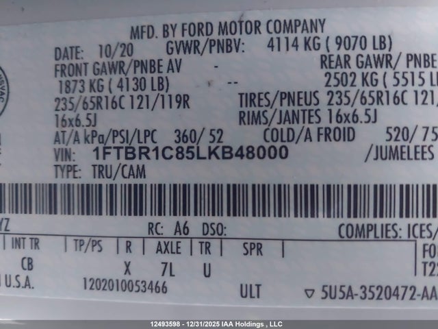 1FTBR1C85LKB48000 Ford Transit-250 Cargo