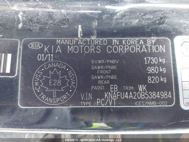 Aukcja sprzedaży 2011 Kia Forte Ex, vin: KNAFU4A20B5384984, numer aukcji: 12538673