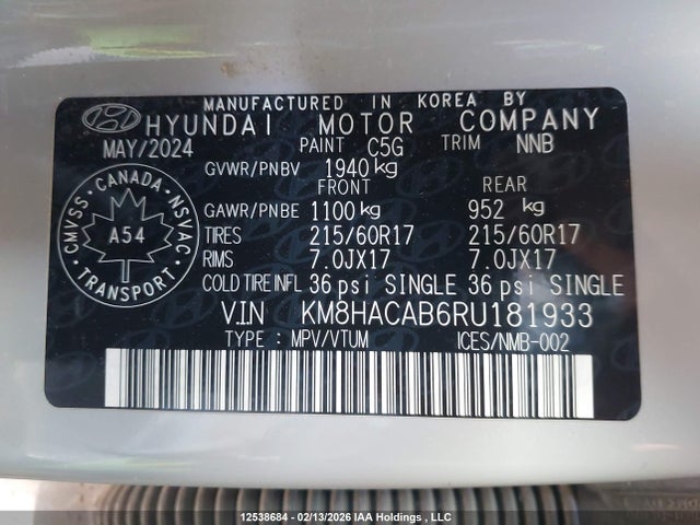 KM8HACAB6RU181933 Hyundai Kona Se