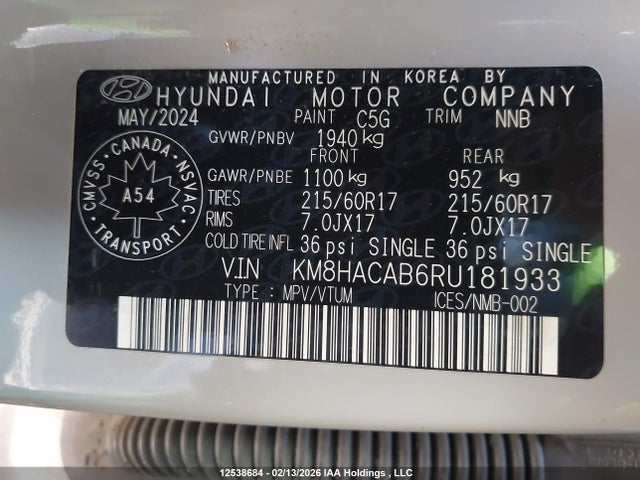 KM8HACAB6RU181933 Hyundai Kona Se