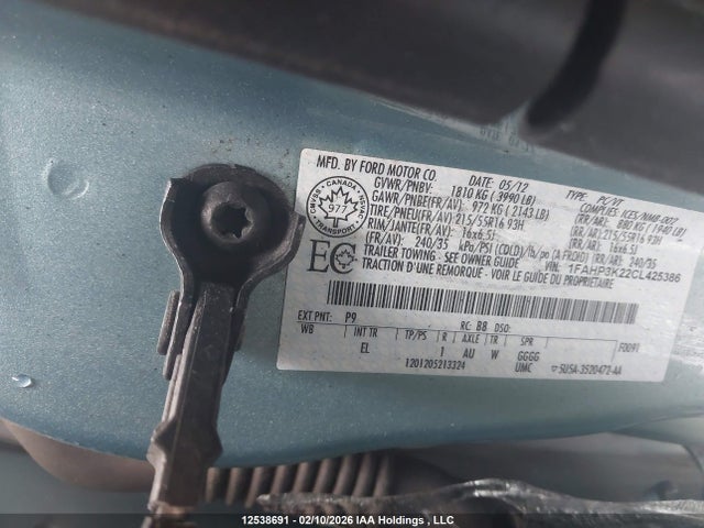Aukcja sprzedaży 2012 Ford Focus Se, vin: 1FAHP3K22CL425386, numer aukcji: 12538691