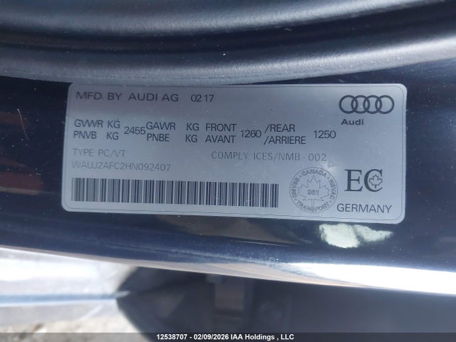 WAUJ2AFC2HN092407 Audi A6 Quattro Prog/technik S Ln