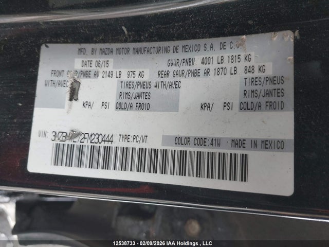 3MZBM1L72FM230444 Mazda Mazda3 Gs