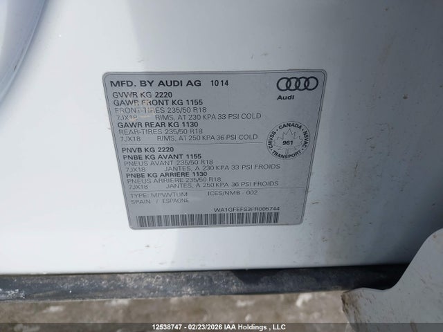 WA1GFEFS3FR005744 Audi Q3