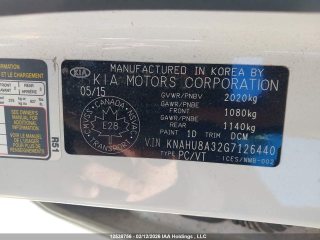 KNAHU8A32G7126440 KIA Rondo Ex/ex Luxury