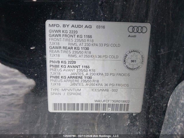 WA1JFCFS0GR019922 Audi Q3 Progressiv