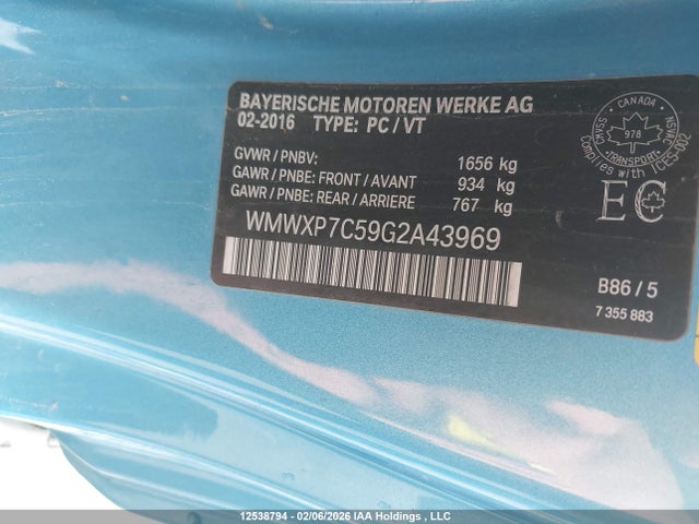 WMWXP7C59G2A43969 Mini 3 Door Cooper S