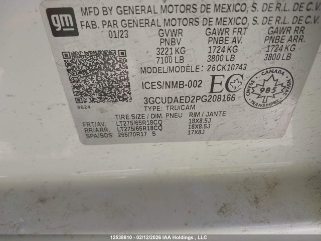 Aukcja sprzedaży 2023 Chevrolet Silverado 1500 Work Truck, vin: 3GCUDAED2PG208166, numer aukcji: 12538810