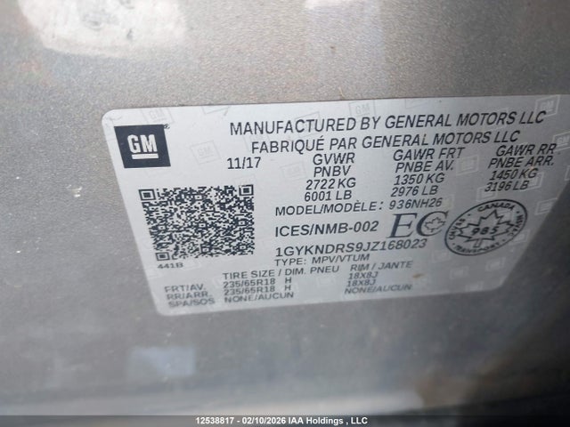 1GYKNDRS9JZ168023 Cadillac XT5 LUXURY