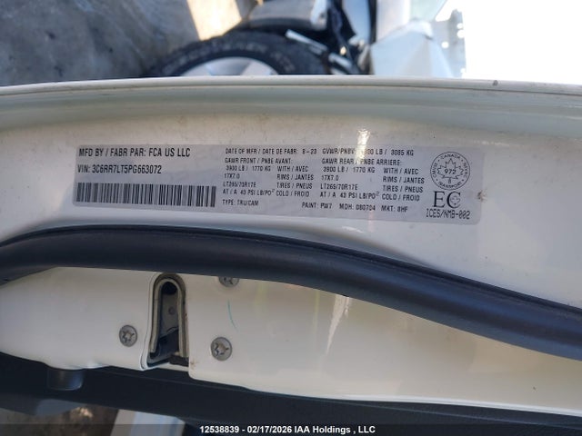 Aukcja sprzedaży 2023 Ram 1500 Classic Slt, vin: 3C6RR7LT5PG663072, numer aukcji: 12538839
