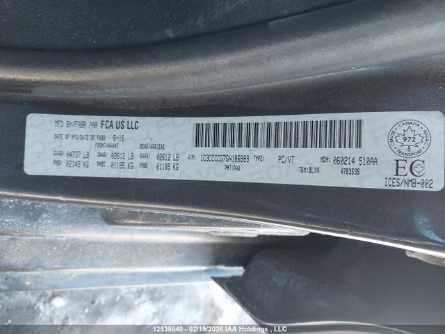 Chrysler 200 C 2016 1C3CCCCG7GN186989 Image 9