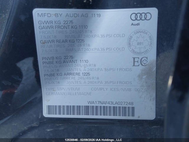 WA17NAF43LA027248 Audi A4 Allroad Premium