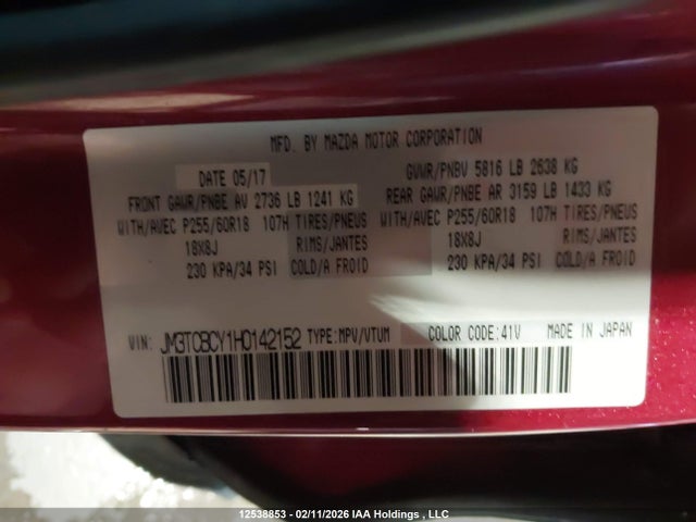 JM3TCBCY1H0142152 Mazda Cx-9 Gs-l