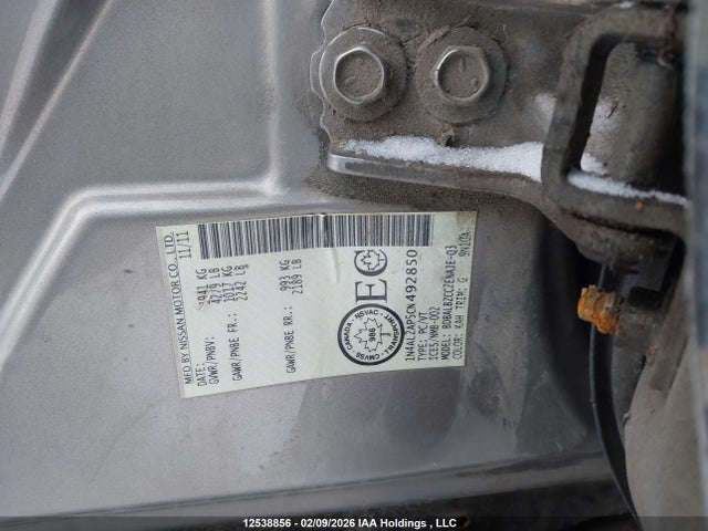 12538856 :رقم المزاد ، 1N4AL2AP5CN492850 vin ، 2012 Nissan Altima S مزاد بيع