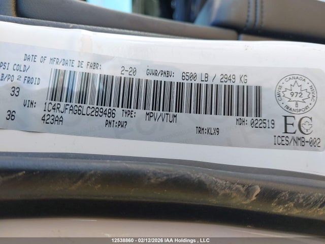 1C4RJFAG6LC289486 Jeep Grand Cherokee Altitude