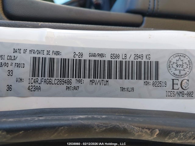 1C4RJFAG6LC289486 Jeep Grand Cherokee Altitude