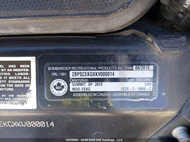 Skidoo Summit Sp 850 Rer 2019 2BPSCEKGXKV000014 Image 13