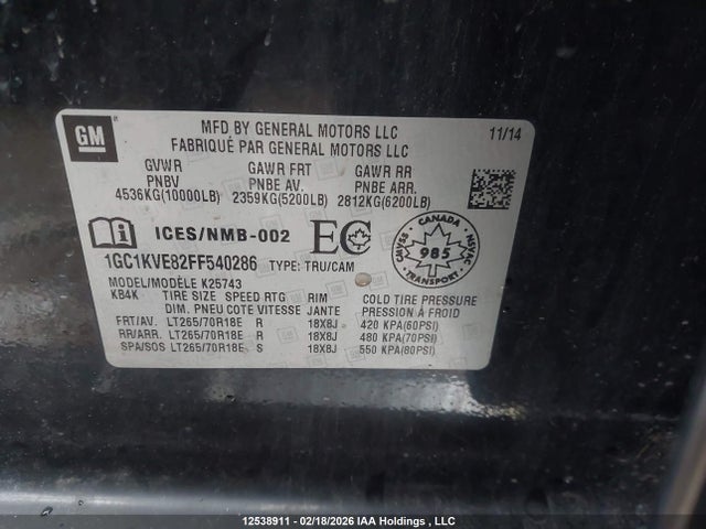 1GC1KVE82FF540286 Chevrolet Silverado 2500hd Lt