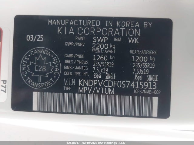 KNDPVCDF0S7415913 KIA Sportage Ex/ex Premium