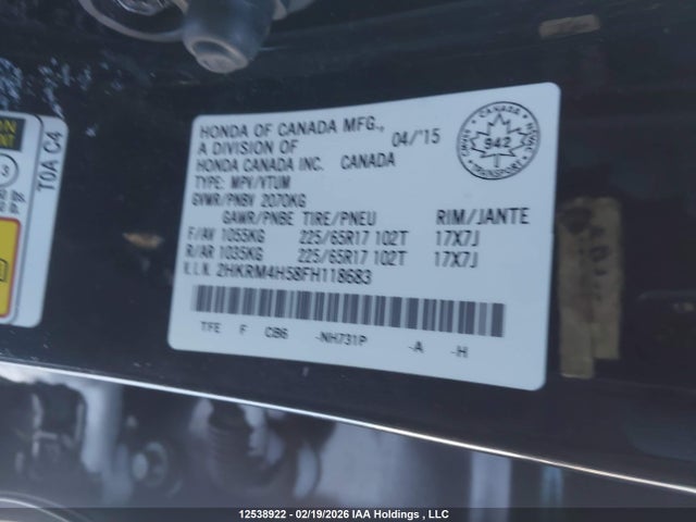 2HKRM4H58FH118683 Honda CR-V EX
