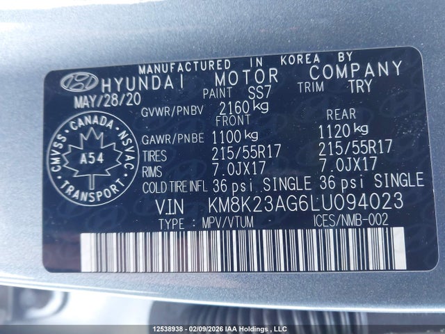 Hyundai Kona Sel 2020 KM8K23AG6LU094023 Image 18