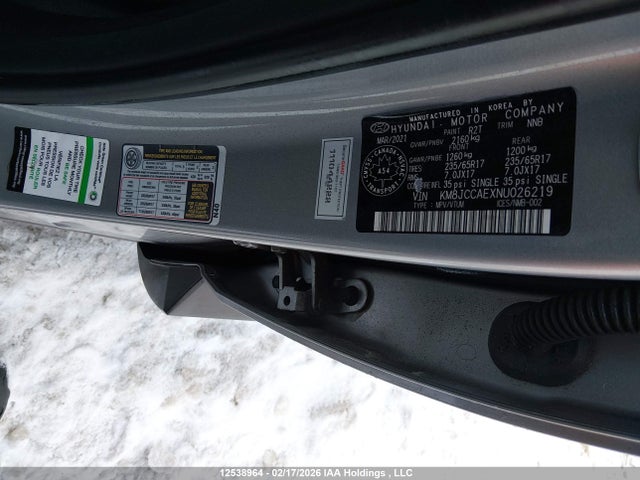 2022 Hyundai Tucson Preferred Awd With Trend Package მანქანა იყიდება აუქციონზე, vin: KM8JCCAEXNU026219, აუქციონის ნომერი: 12538964