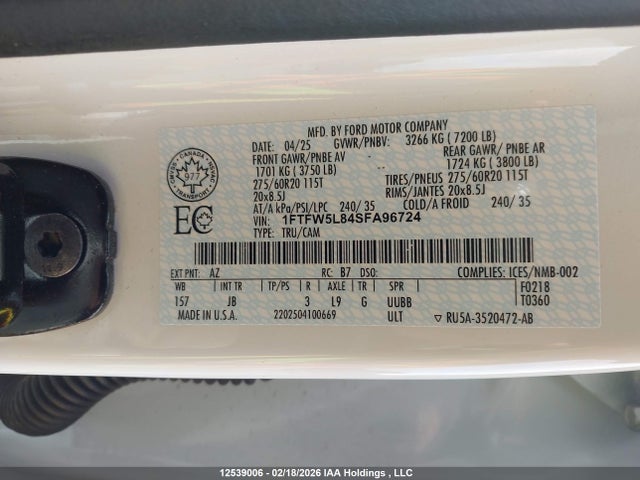 Ford F150 Lariat 2025 1FTFW5L84SFA96724 Image 9