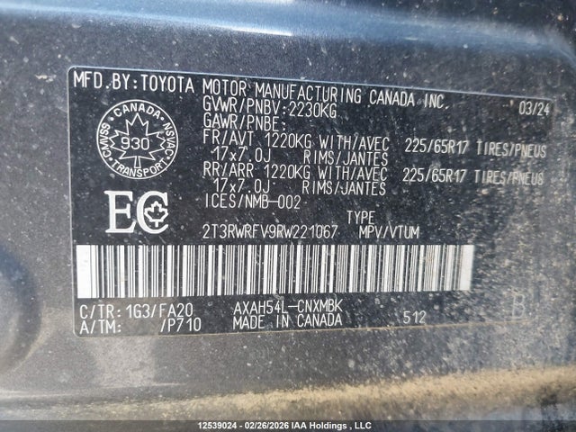 2T3RWRFV9RW221067 Toyota Rav4 Hybrid Xle